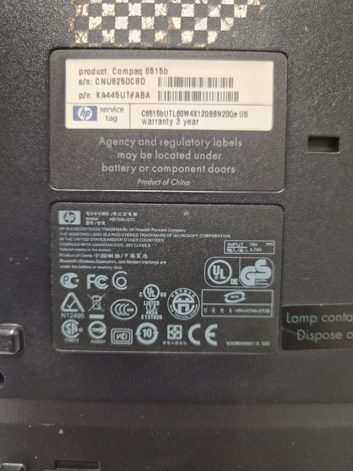 HP Compaq 6515b AMD TURION 64 X2 TL-60 2GB RAM 15.4″ 120GB SSD Vista Business