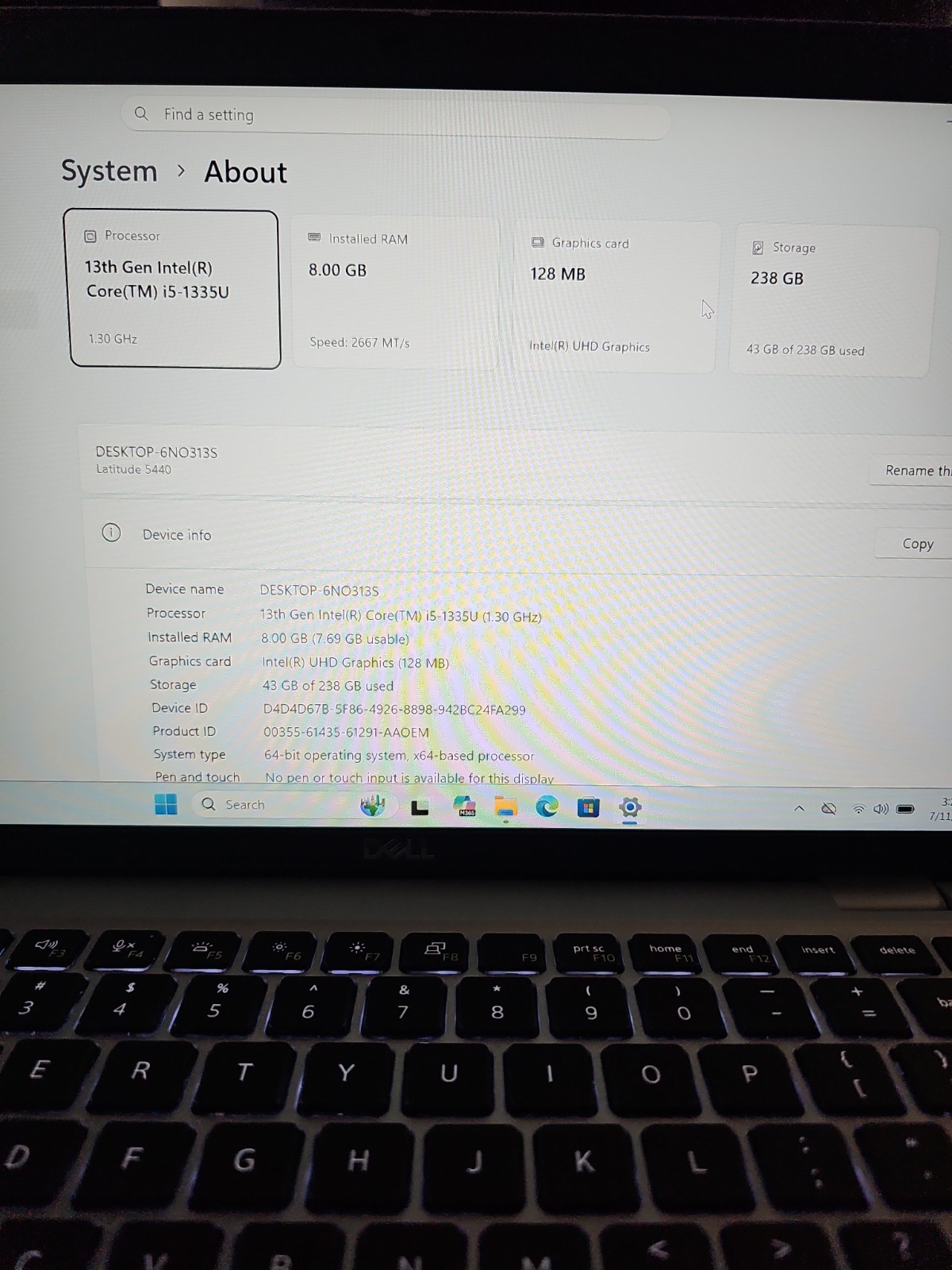 Dell Latitude 5440 14″ 2023 i5-1335U 256GB NVMe 8GB DDR4 RAM FHD W11P + CHARGER