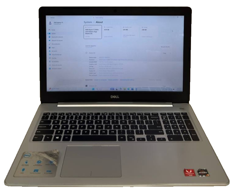 Dell Inspiron 5575 15.6″ TouchScreen Laptop Ryzen 5 2500U 8GB RAM 256GB Win 11