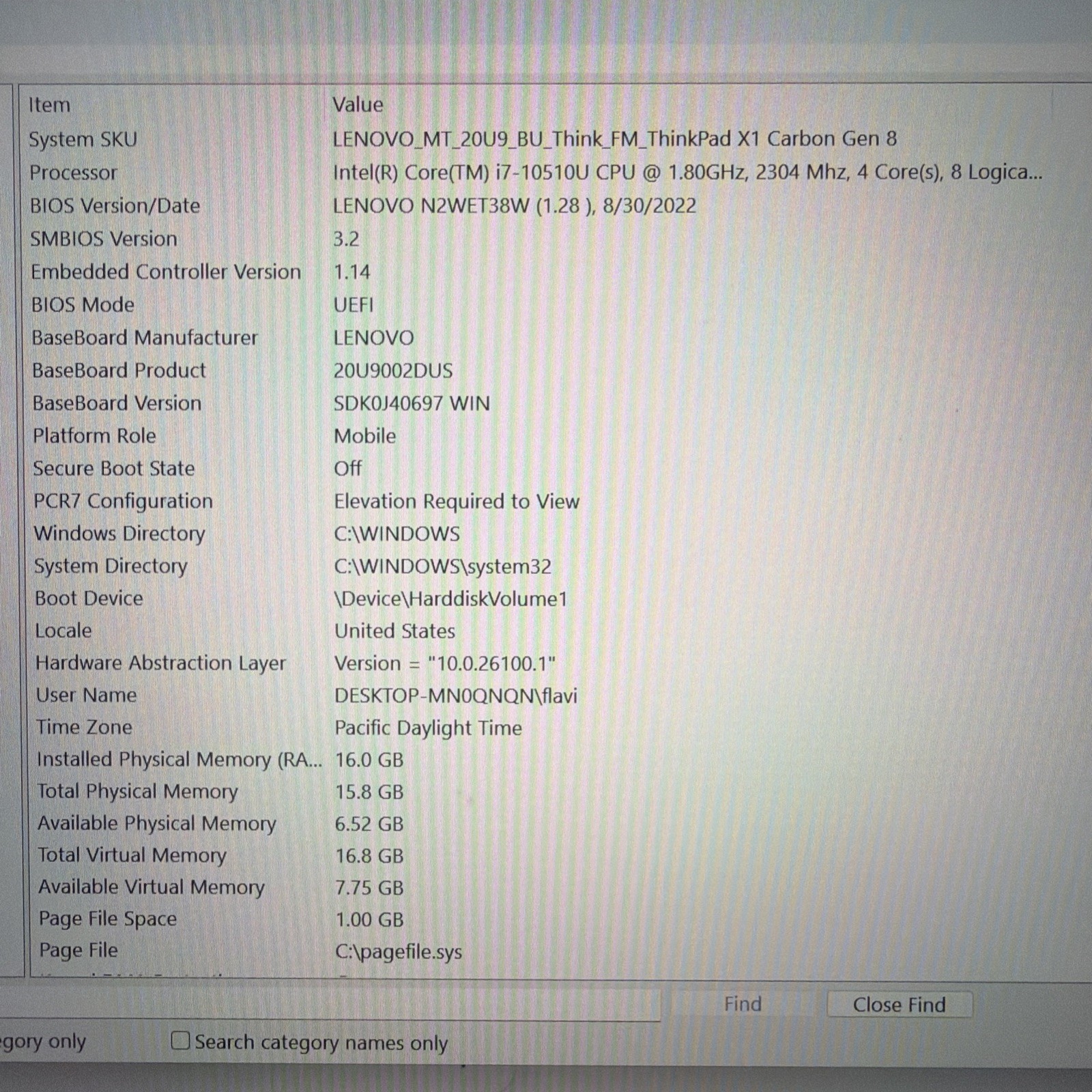 Lenovo ThinkPad X1 Carbon Gen 8 Intel i7 10510U 16GB RAM 512GB SSD 14″ FHD