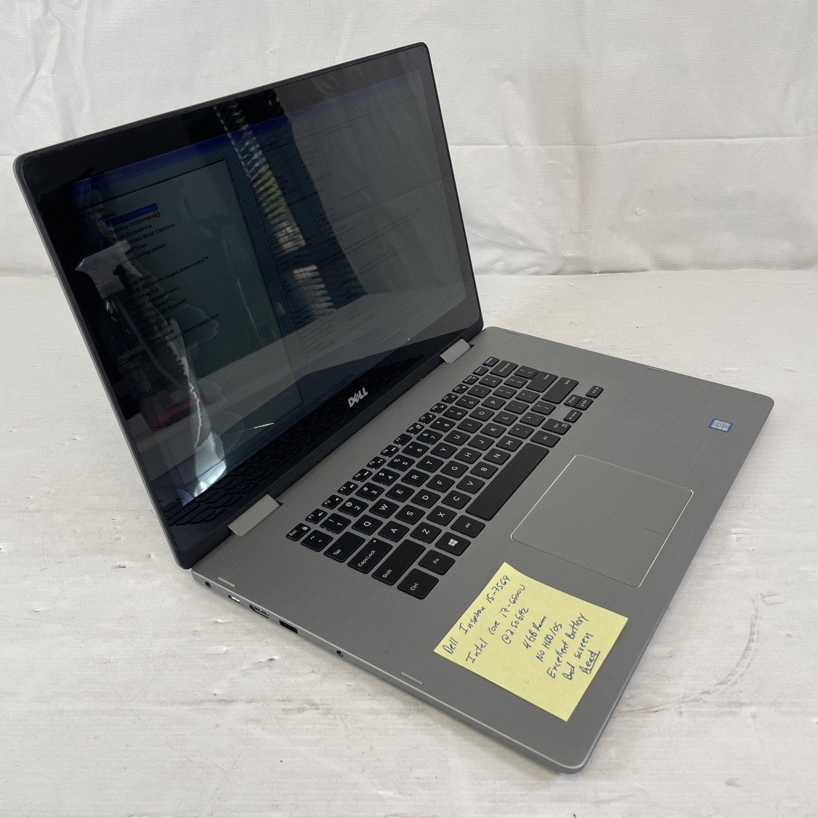 Dell Inspiron 15-7568 15.6” TOUCH Core i7-6500U 2.5GHz 4GB RAM No SSD/OS – READ