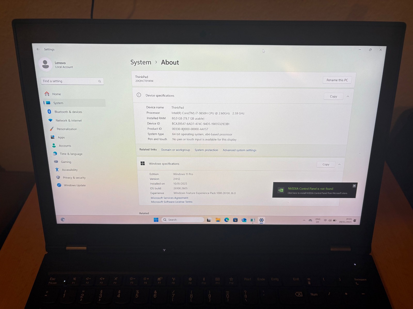 Lenovo ThinkPad P53 Core i7-9850H 80GB 2TB 15.6′′ 4K UHD Quadro RTX 3000 W11P
