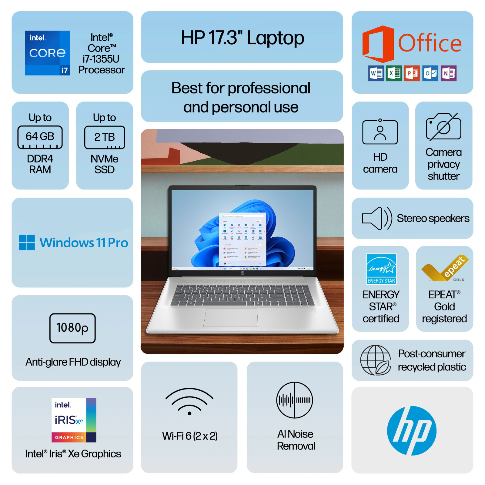 2026 HP Laptop Computer 17.3″ 10-Core Intel i7 Upto 64GB RAM 2TB SSD Office 2024