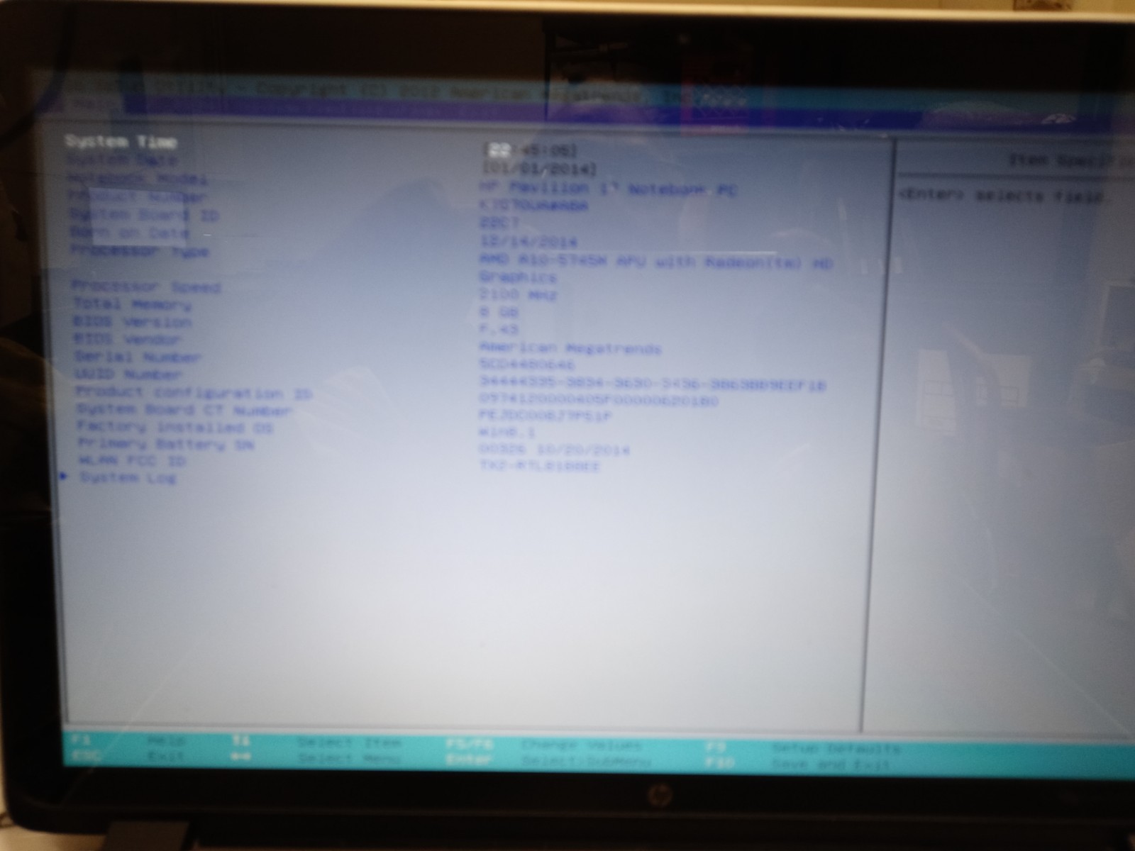 HP Pavilion 17-f233nr AMD A10- 5745m @2.10 GHz/ 8 GB RAM / 1 TB HDD NO OS NO AC
