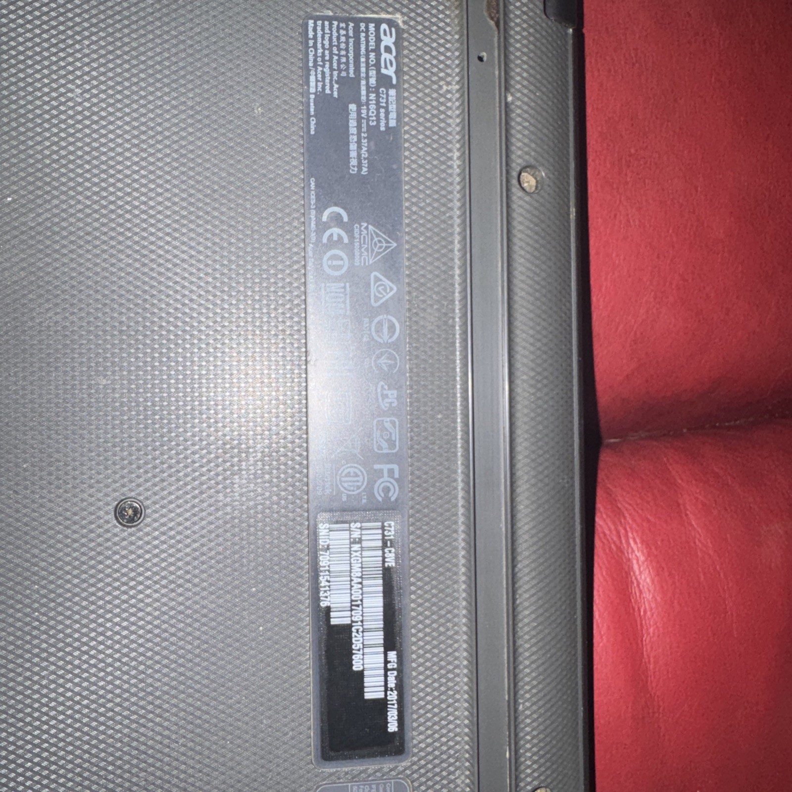 Acer N16Q13 C731 Series Chromebook With Charger “power washed”