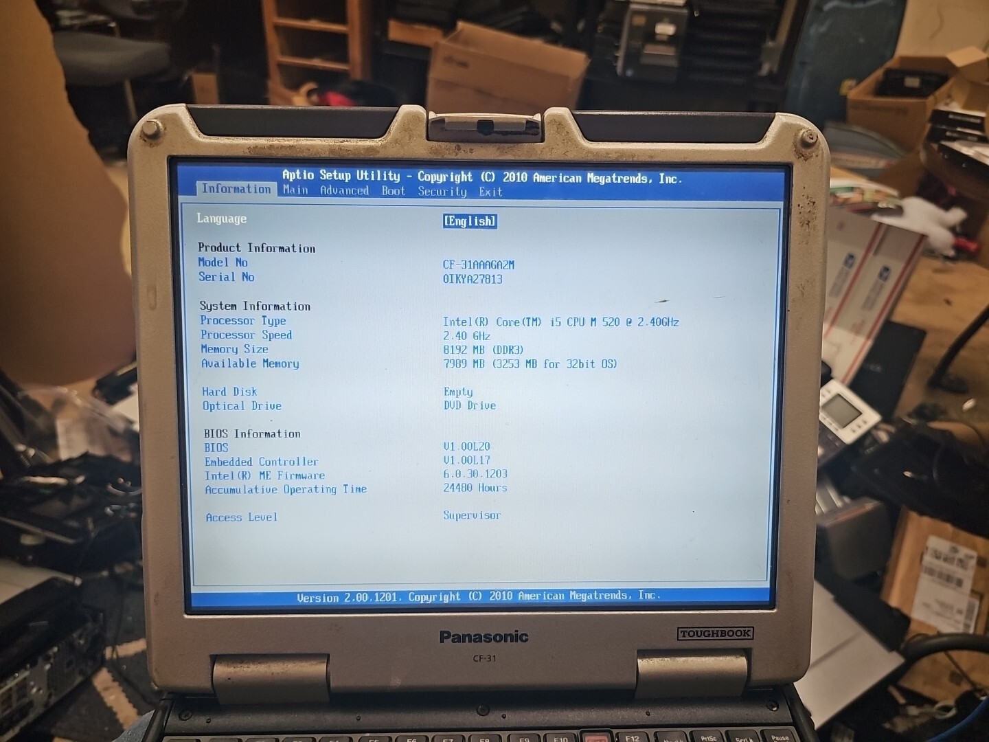 Panasonic Toughbook CF-31 MK-1 i5 520M @ 2.40GHz 8GB RAM DDR3 ( 24480HRS)
