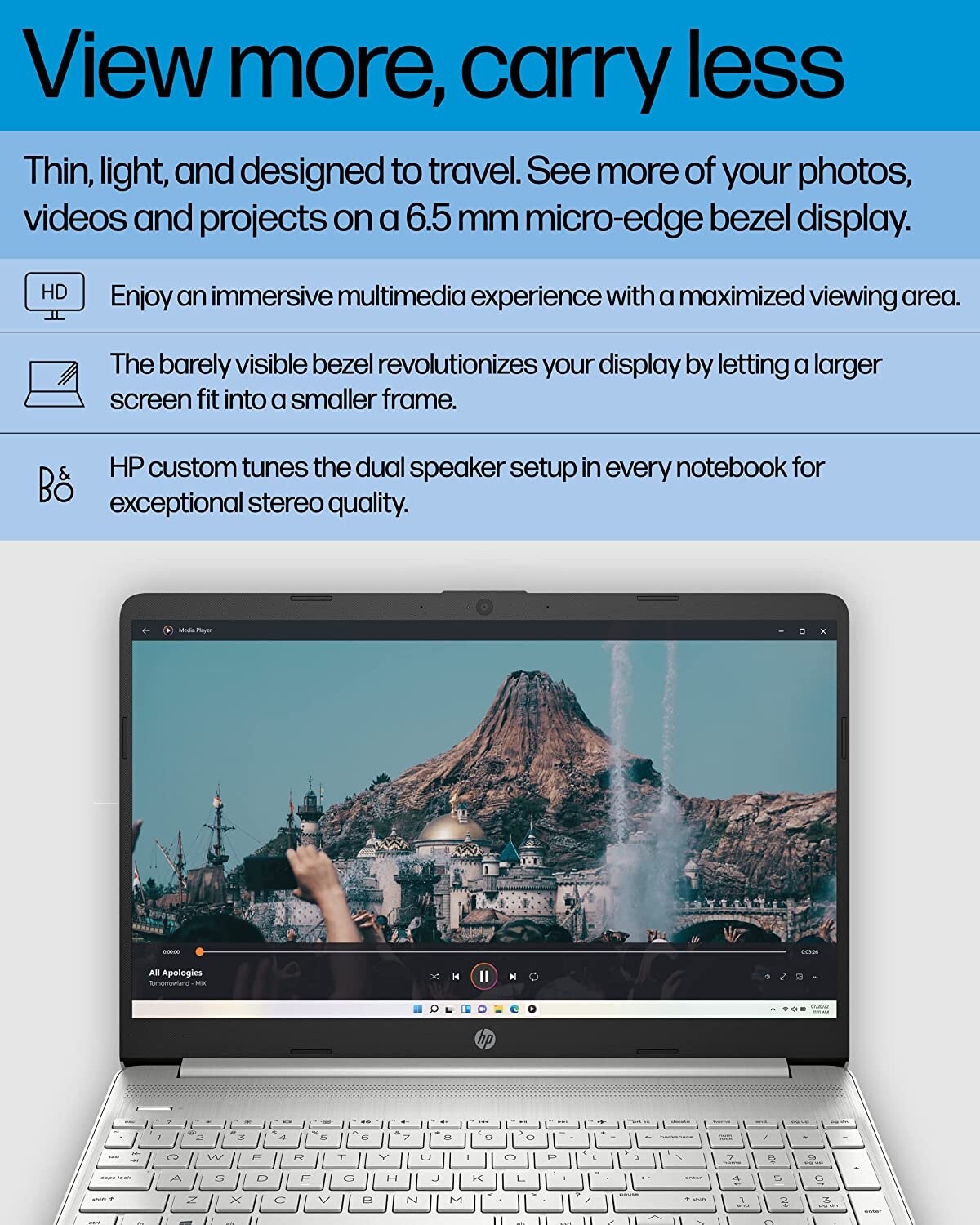HP 15.6″ HD Laptop AMD Ryzen 7 5700U 8GB RAM 256GB SSD Windows 11 Home