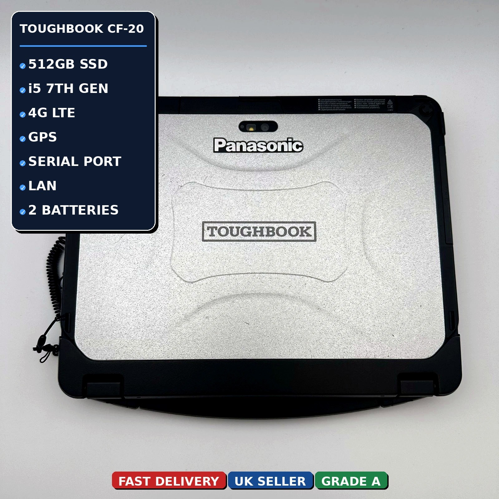 Panasonic Toughbook CF-20 MK2 i5 8GB 512GB Rugged Tablet Laptop 4G GPS 2 x Bat