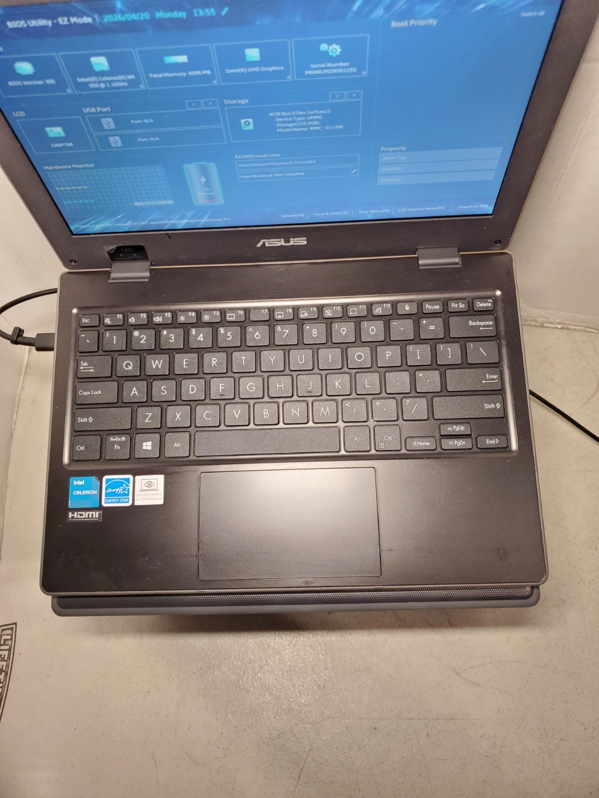 Lot of 10 ASUS BR1100CK 11.6″ Intel N4500 4GB RAM 128GB SSD NO OS! BIOS PW! #69