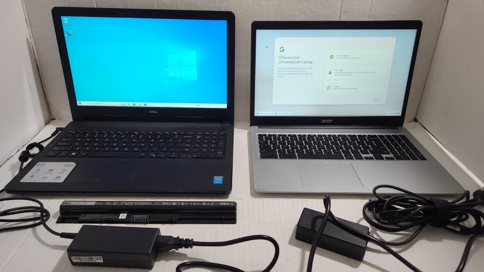 Lot Of 2 Laptops DELL Inspiron 1TB, 15 3000 intel i3 , ACER Chromebook 3h Series