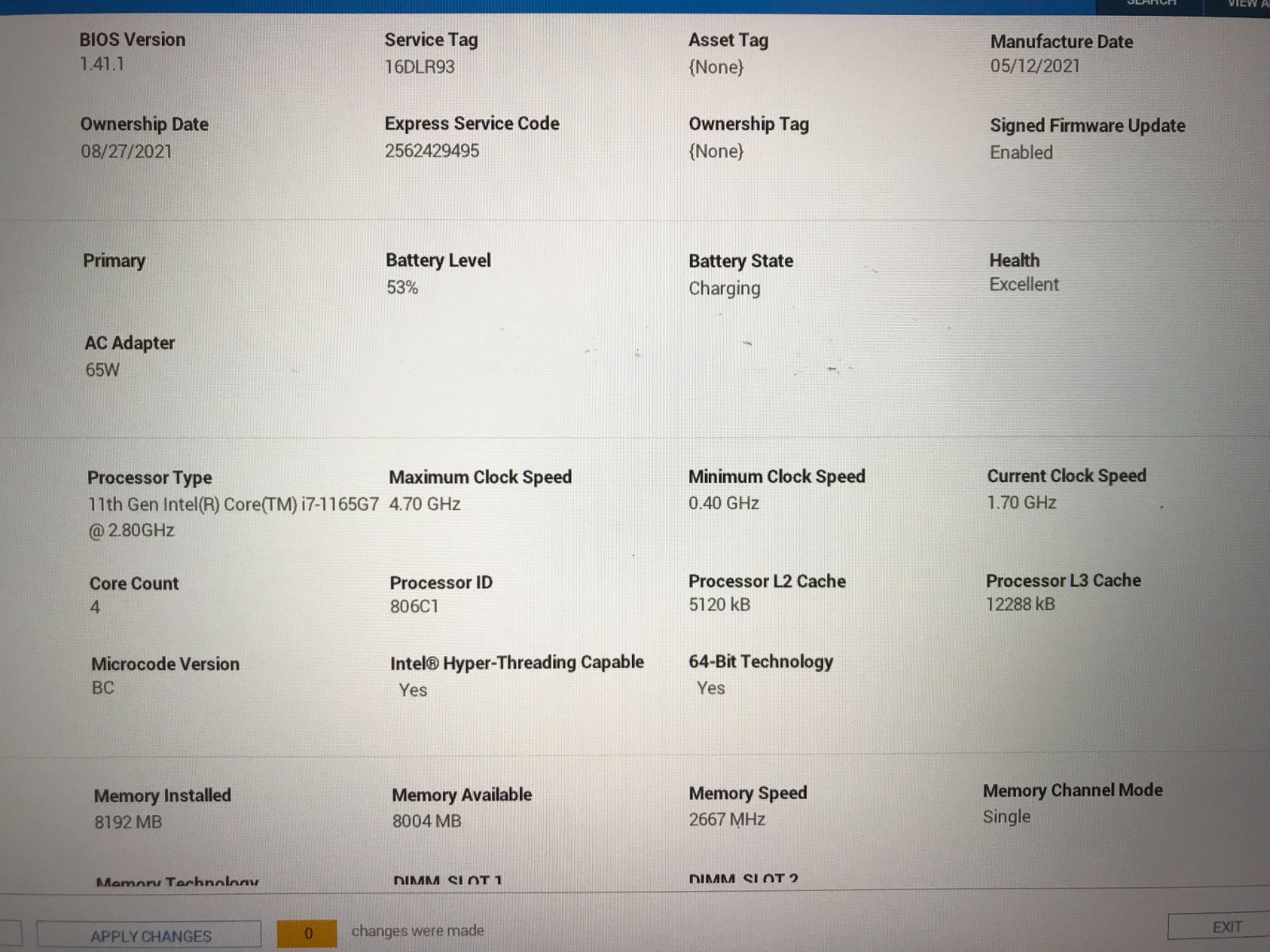 Dell Latitude 3420 / Intel Core i7-1165G7 1.70GHz / 8GB RAM / No SSD