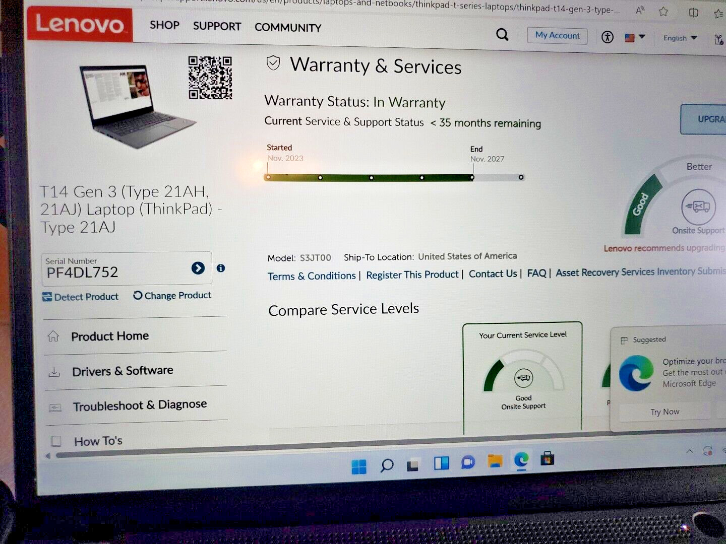 Lenovo T14 Gen 3 Touch I7 1265u 12th Gen 16gb 256gb windows 11 pro warranty