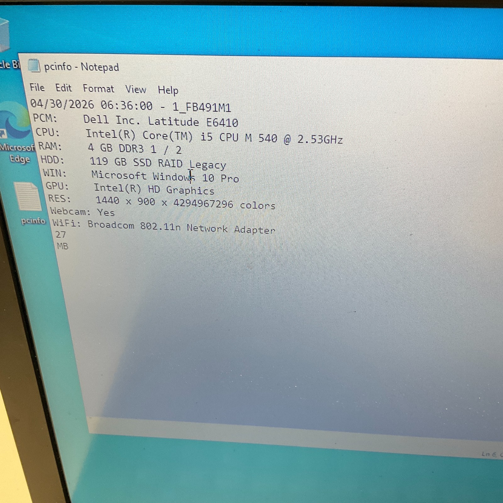 Dell Latitude E6410 Laptop Intel Core i5 M 540 2.53GHz 4GB RAM 128GB SSD Win 10