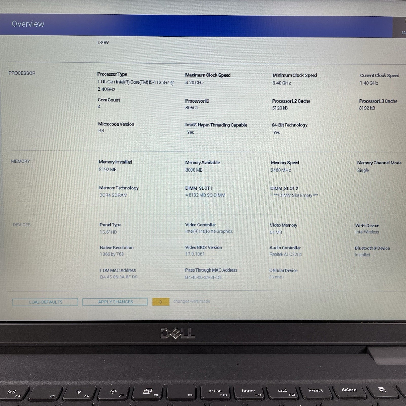 Dell Latitude 3520 15.6″ i5-1135G7 2.40 GHz 8 GB RAM No SSD/OS/AC