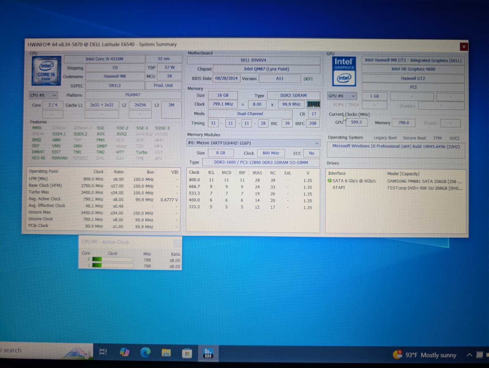 15″ Dell Latitude E6540 | i5 4th 16GB RAM 256GB SSD | FHD Backlit | Win 10 DVD
