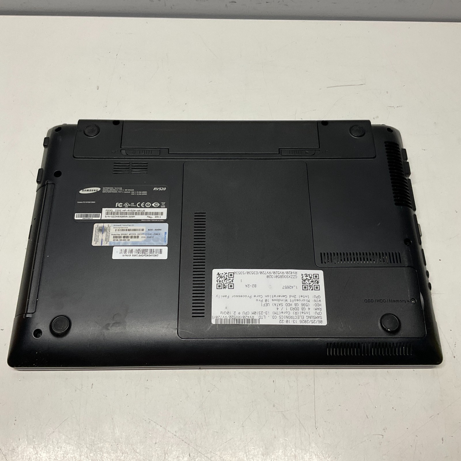 Samsung NP-RV520 Laptop – Intel i3-2310M – 4GB RAM – 640GB HDD Windows 10 Pro