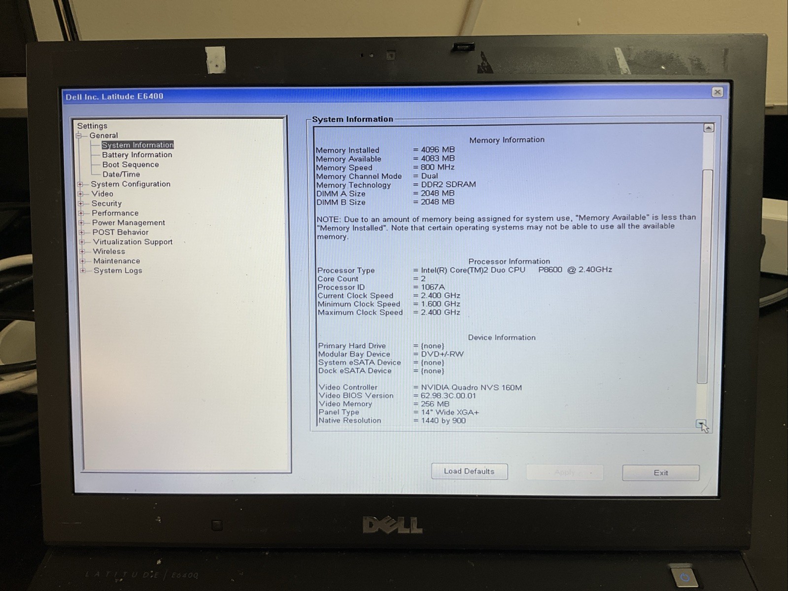 Dell Latitude E6400 14″ Laptop Intel Core 2 Duo 2.40GHz No OS