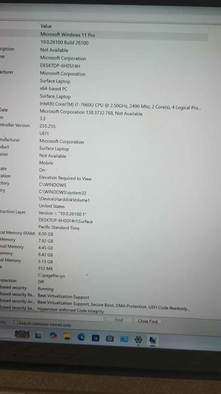 12033 Surface Laptop.(No charger!!) i7-7660U.8GB.256GB SSD.13.3″ 2K Touch.W11