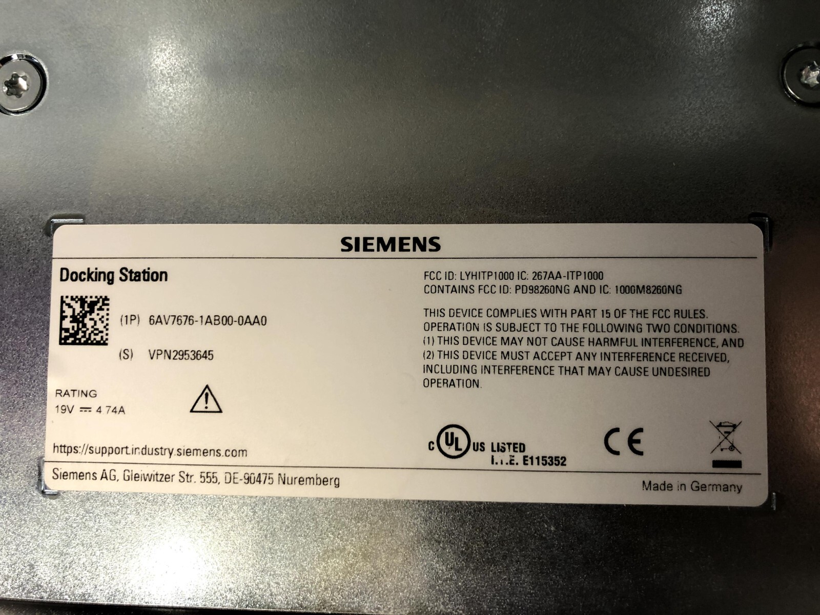 Siemens 6AV7880-2AA32-1DA2 Industrial Tablet PC SIMATIC HMI ITP1000 NEW +Docking