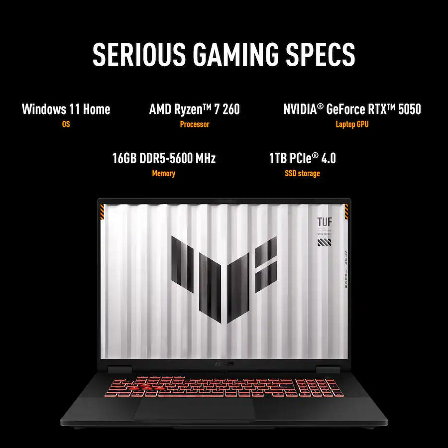 TUF Gaming A18 FA808UH-RS74 18 AMD Ryzen 7 5.1 Ghz, 16GB RAM, 1TB SSD RTX 5050