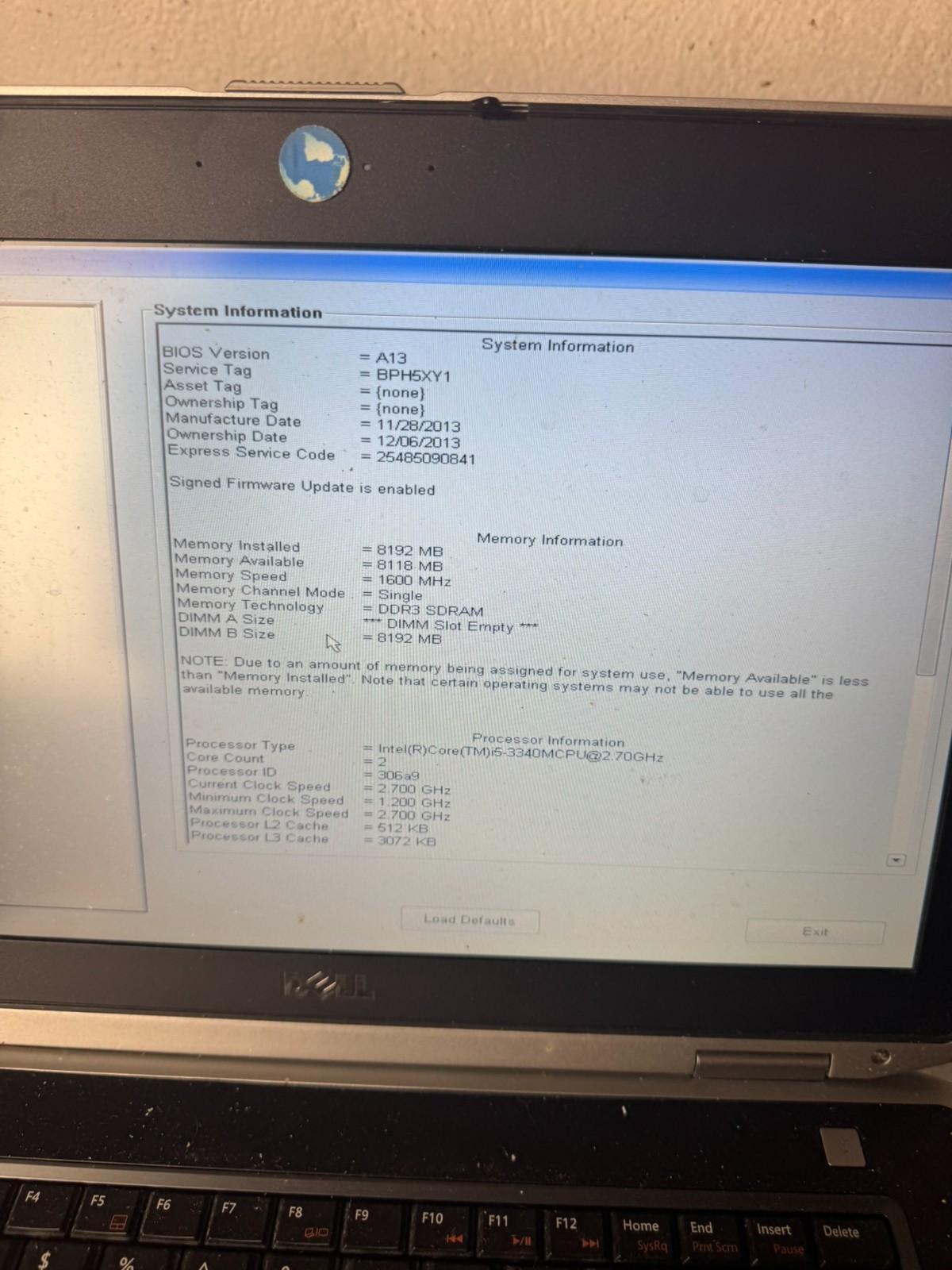 Dell Latitude E6430 14in Intel i5-3230M 8GB RAM No Drive Parts/Repair #5074