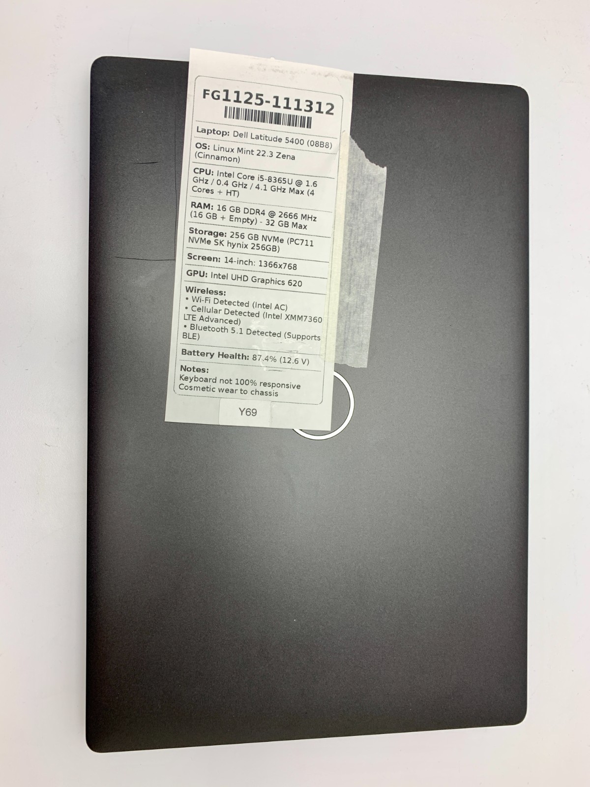 Dell Latitude 5400 | i5-8365U | 16GB RAM | 256GB NVMe | LINUX | BAD KEYS