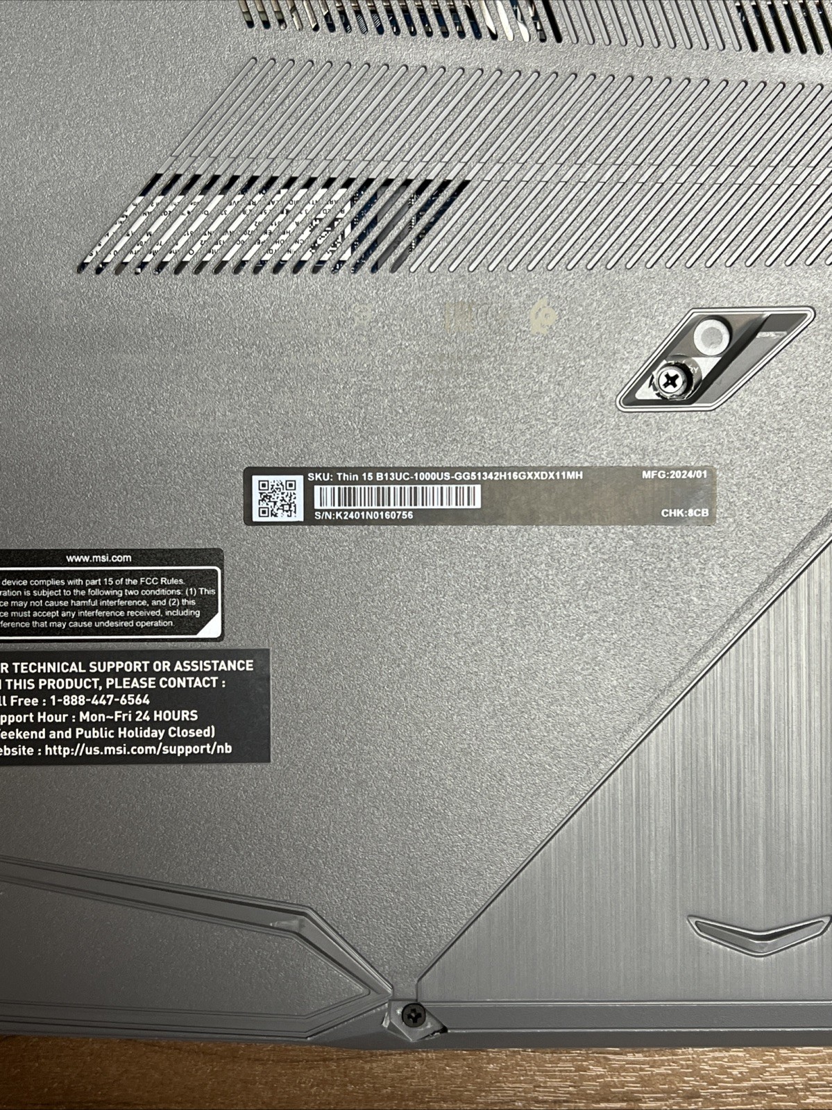 MSI Thin 15 B13UC-1000US Core i5-13420H 2.1GHz RTX 3050 16GB RAM 512GB SSD 15.6″