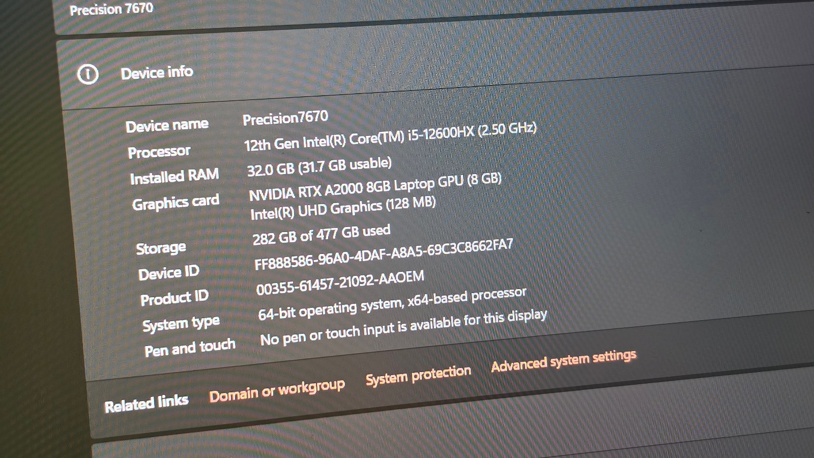 Dell Precision 7670 16” (512GB SSD Intel Core i5-12600HX 2.5GHz 32GB RAM)