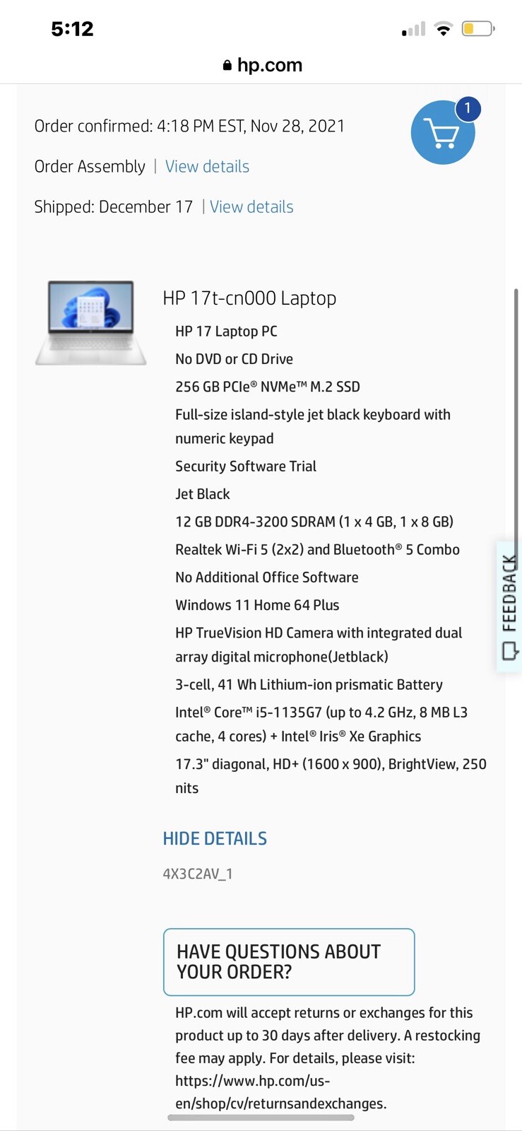 hp 17 laptop (HP 17t-cn000)