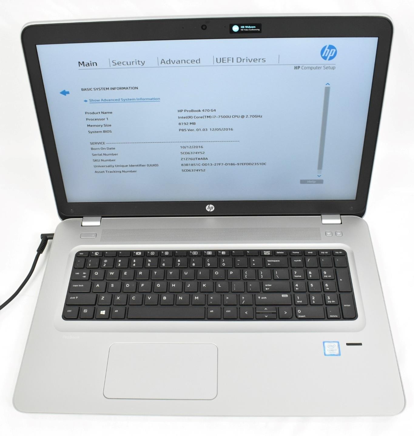 (4) HP ProBook 470 G4 i7-7500U 2.7GHz 8GB 240GB DVDRW No OS 17.3″ Bad Batteries