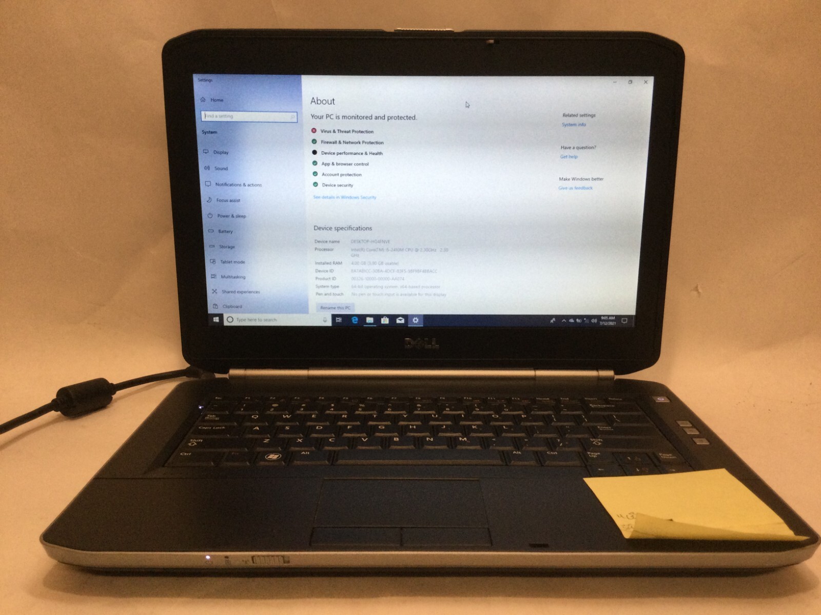 Dell Latitude E5420 / Intel Core i5-2410M / Windows 10 Pro / C-GRADE W/ ADAPTER!