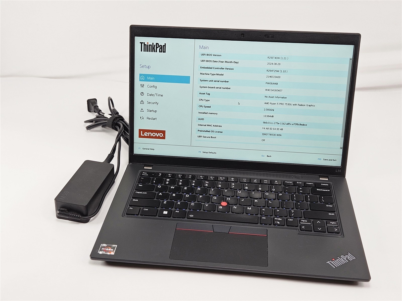 Lenovo ThinkPad L14 Gen 4 14″ AMD Ryzen 5 Pro 7530U 16GB RAM No Storage Black