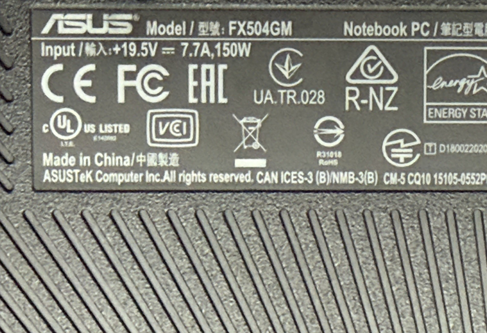 15.6″ Asus TUF FX504G | Hex-i7 8th w/GeForce | 16G | 128G SSD+1TB HDD | xBATTx