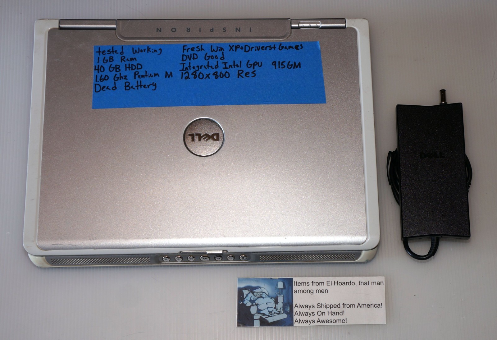 Dell inspiron 6000 laptop 1GB Ram 40GB HDD 1.6 Ghz Pentium M DVD Rom Windows XP