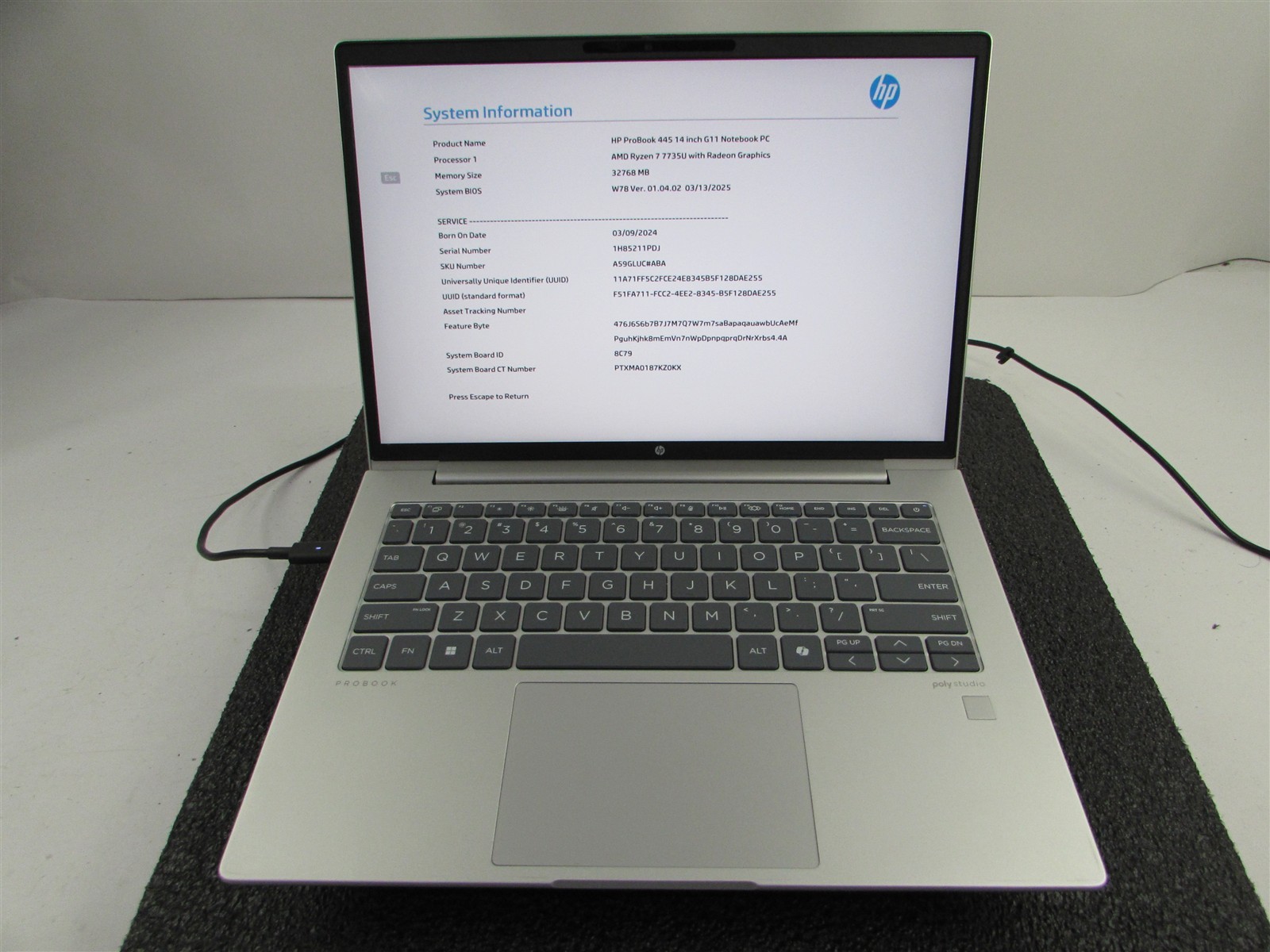 HP PROBOOK 445 (G11) AMD RYZEN 7 7735U 512GB SSD 32GB RAM AMD GPU WIN 11 PRO