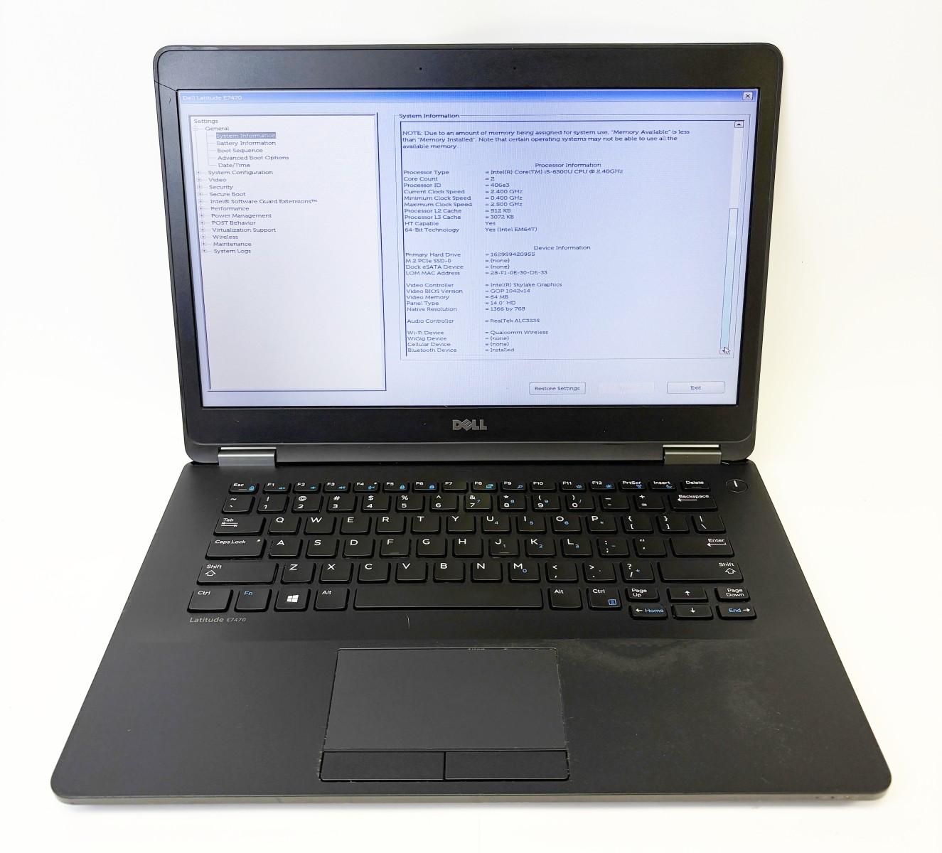 Dell Latitude E7470 Laptop 14″ i5-6300U 2.40GHz 8GB RAM 256GB SSD