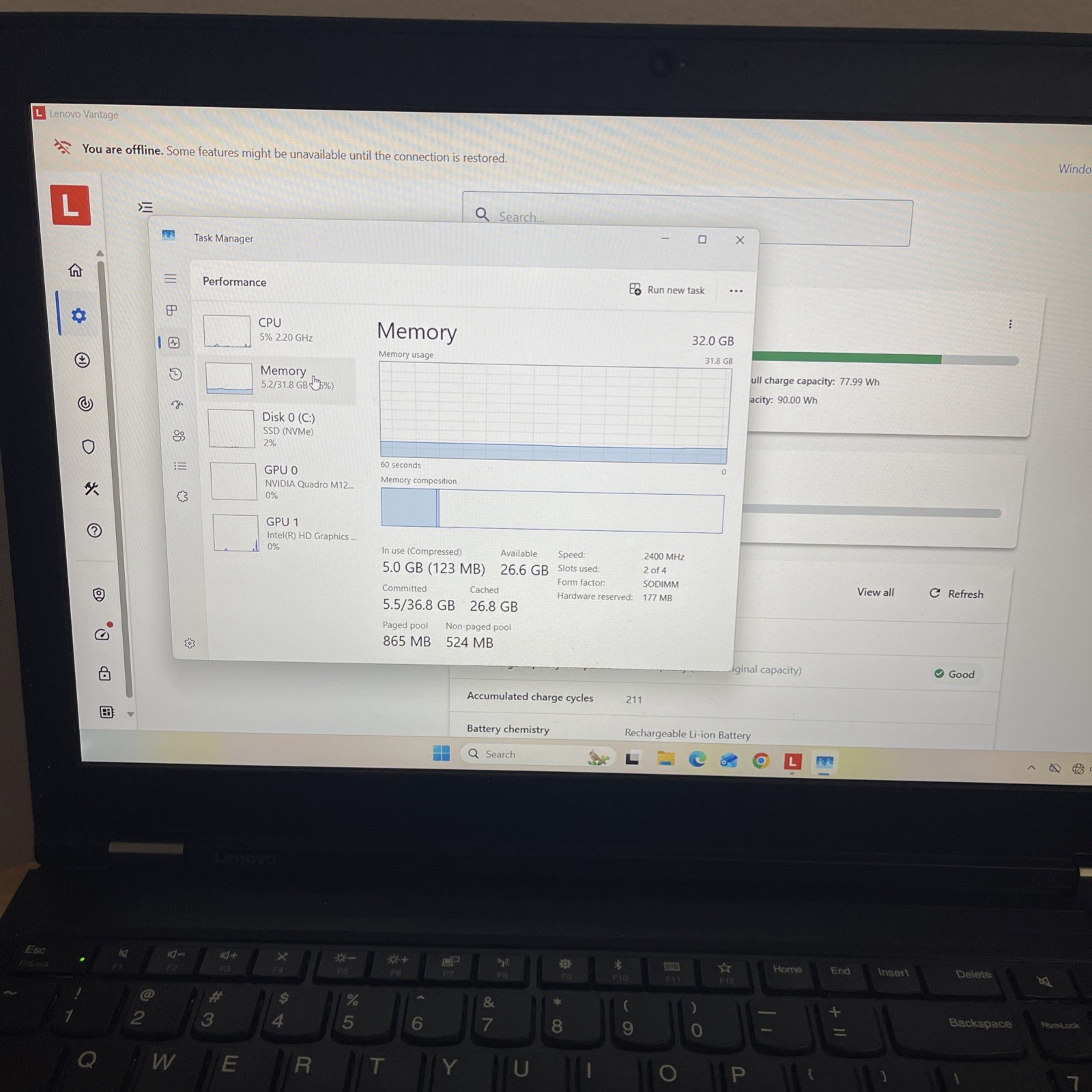 Lenovo ThinkPad P51 i7-7700HQ 32GB 500GB NVMe Quadro M1200 FHD Win11 Pro