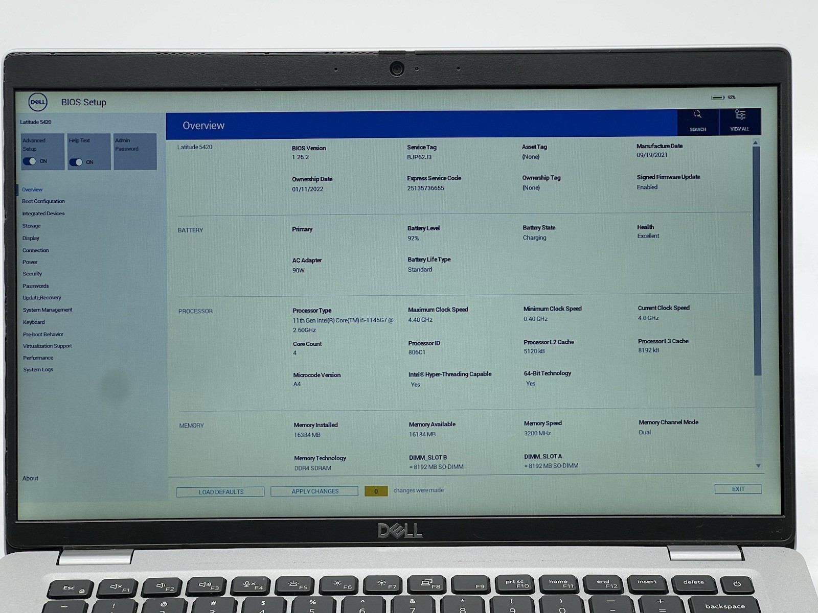 Dell Latitude 5420, i5-1145G7, @ 2.60GHz, 16GB RAM, 256GB NVMe-No OS/Charger