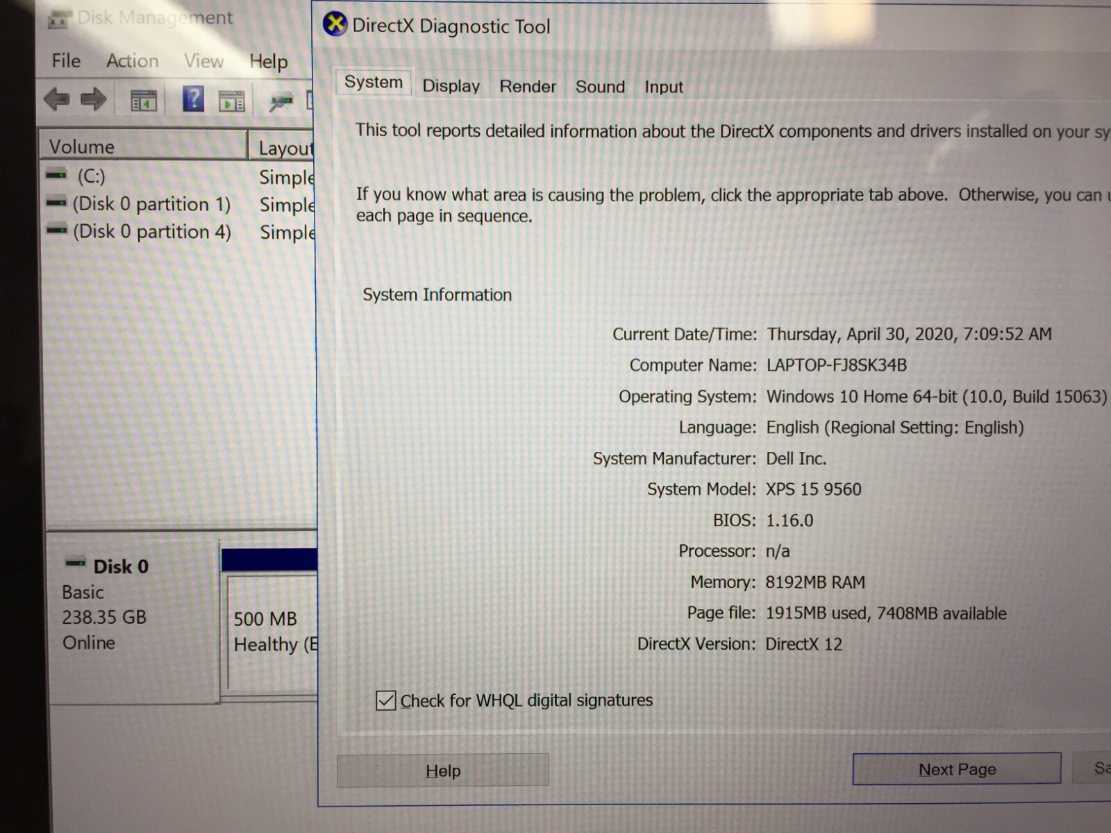 Dell XPS 9560-5000SLV-PUS 15.6 Touch Laptop/i5-7300HQ/8GB/256GB SSD/GTX 1050/W10
