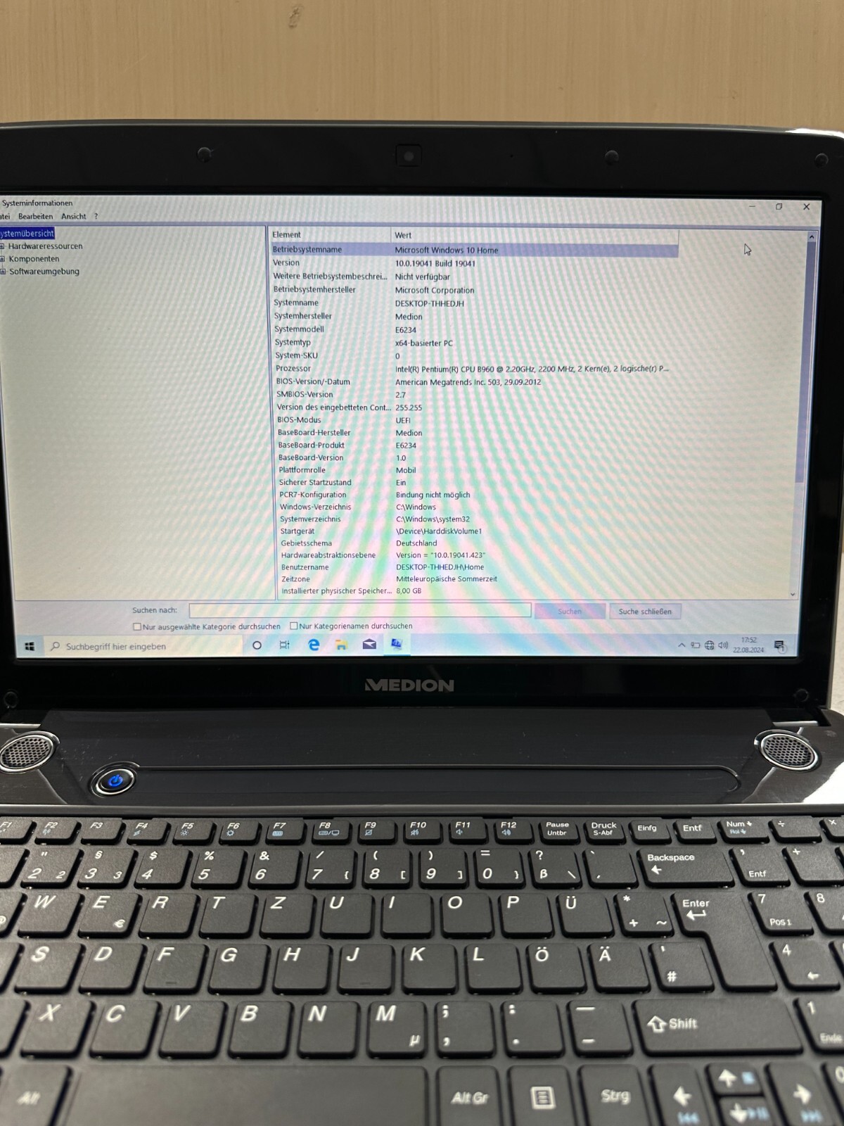 Medion Akoya MD99090 (E6234) Laptop* Intel B960 2.20GHz 8GB RAM 120GB SSD