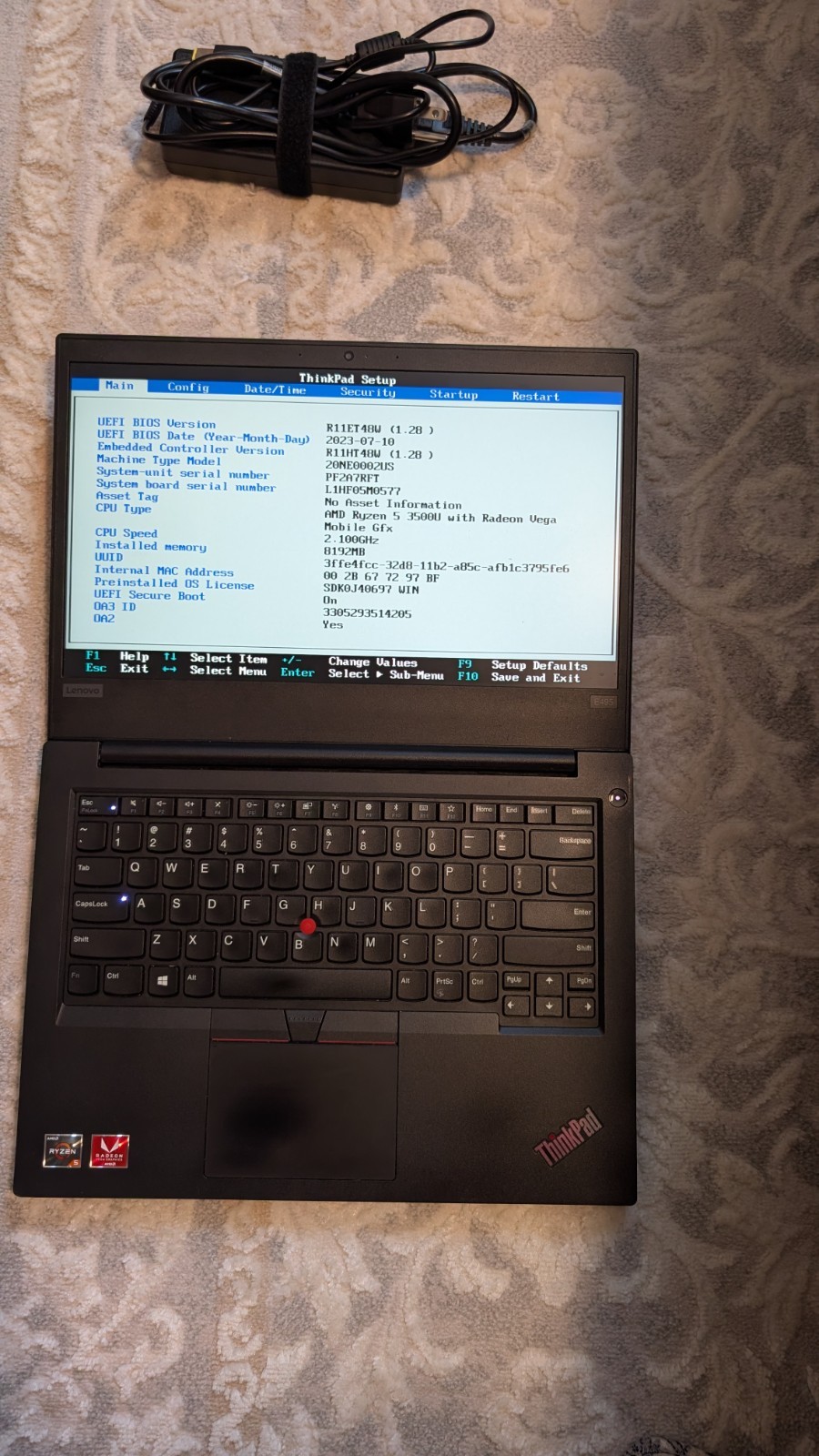 Lenovo ThinkPad E495 Ryzen 5 3500U 8GB NO SSD And OS 14in Vega 8 iGPU