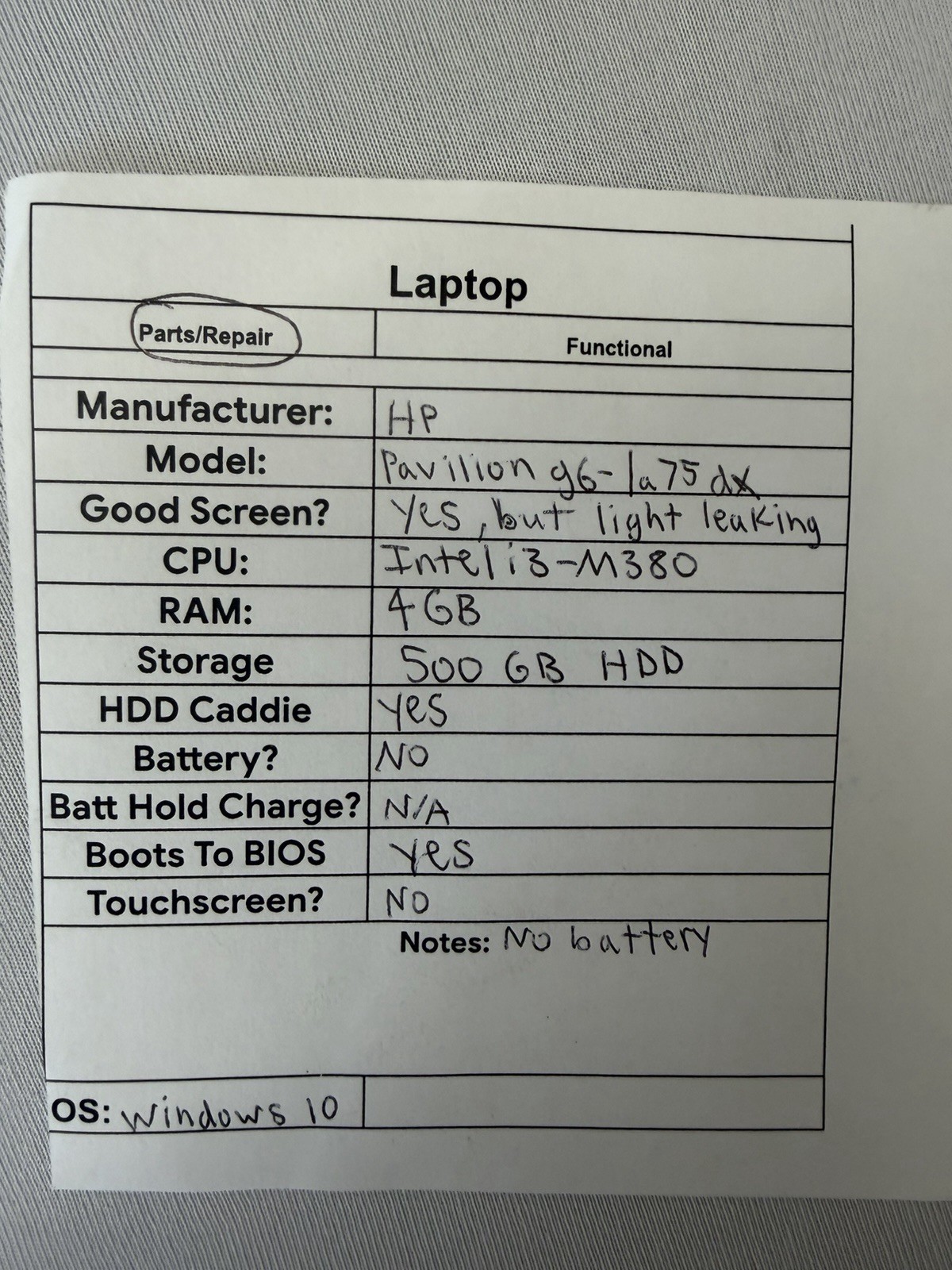 HP Pavillion g6-1a75dx Laptop – Screen Leaking Light – Intel i3-M380 – Read Des