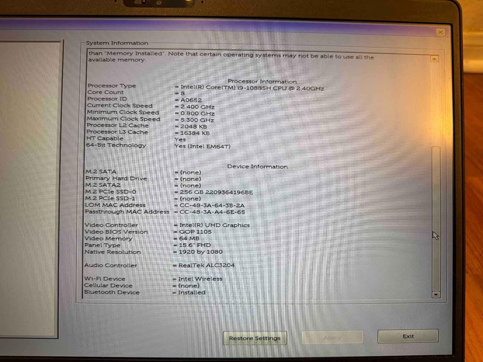 ✅ Repasted Dell Precision 3551 I9-10885H 256GB 16GB WIN11 PRO Quadro P620 | READ