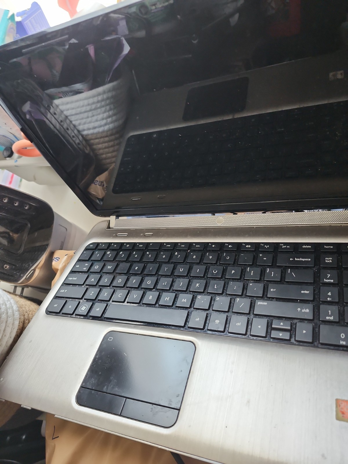 2 Old HP Laptops for Parts with Charging Cords and Power Supply