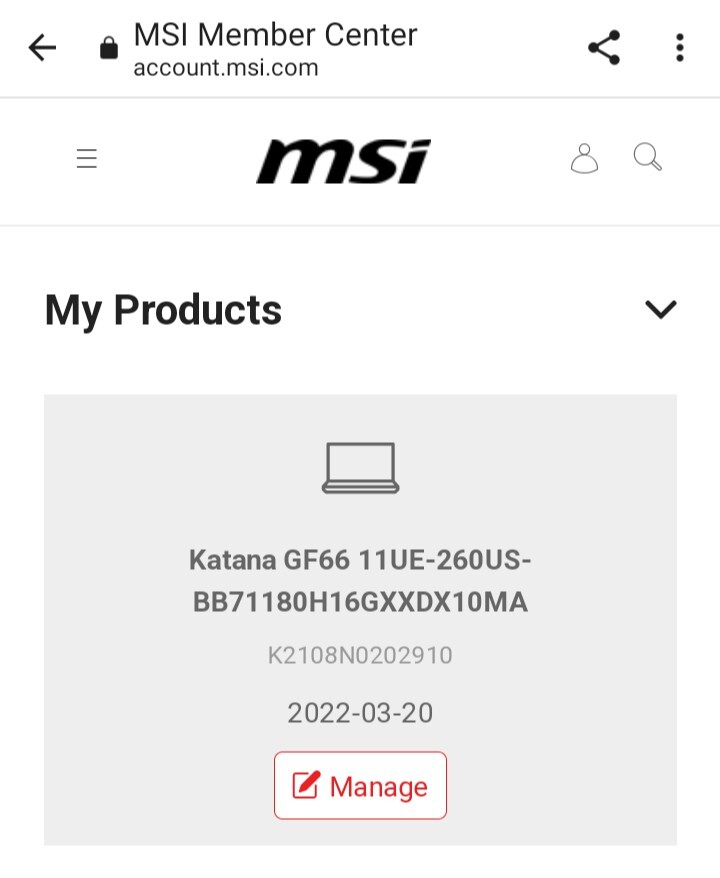 MSI Katana gaming laptop GF66 11ue-260us RTX-3060