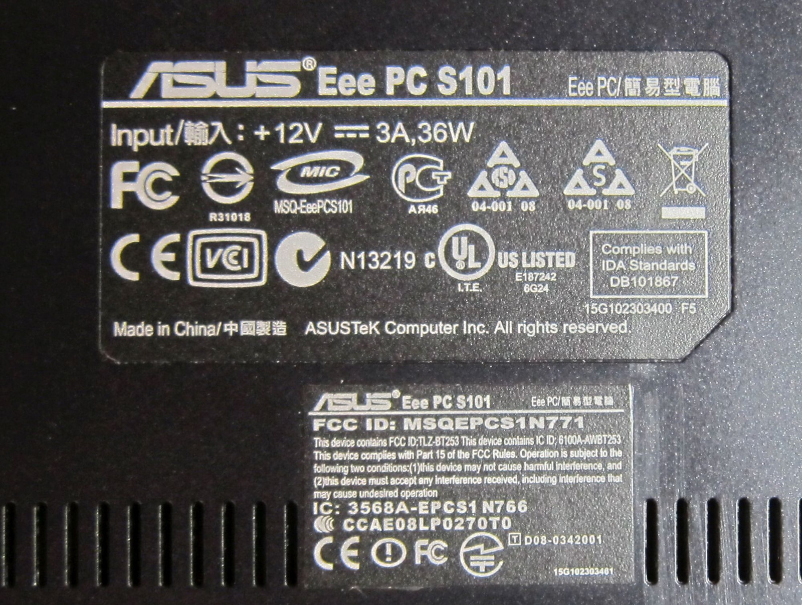 Rare Asus Eee PC S101 Atom N270 1.6GHz, 2GB Ram, 16GB SSD, WiFi, Camera Notebook