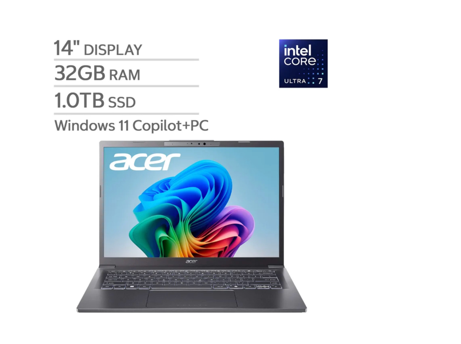 Acer Aspire 14 AI 14″ Laptop Core Ultra 7 256V ARC 140V 16GB RAM 1TB