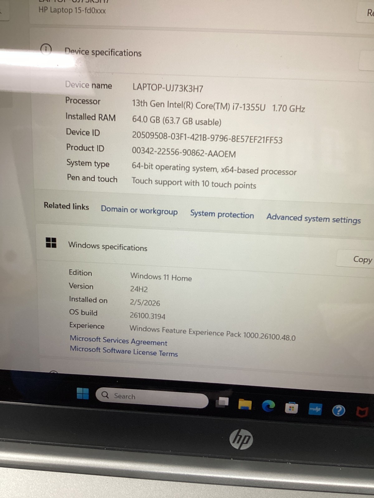 HP 15.6″ FHD Touchscreen AI Laptop Intel Core i7-1355U 16GB RAM 1TB SSD Iris Xe