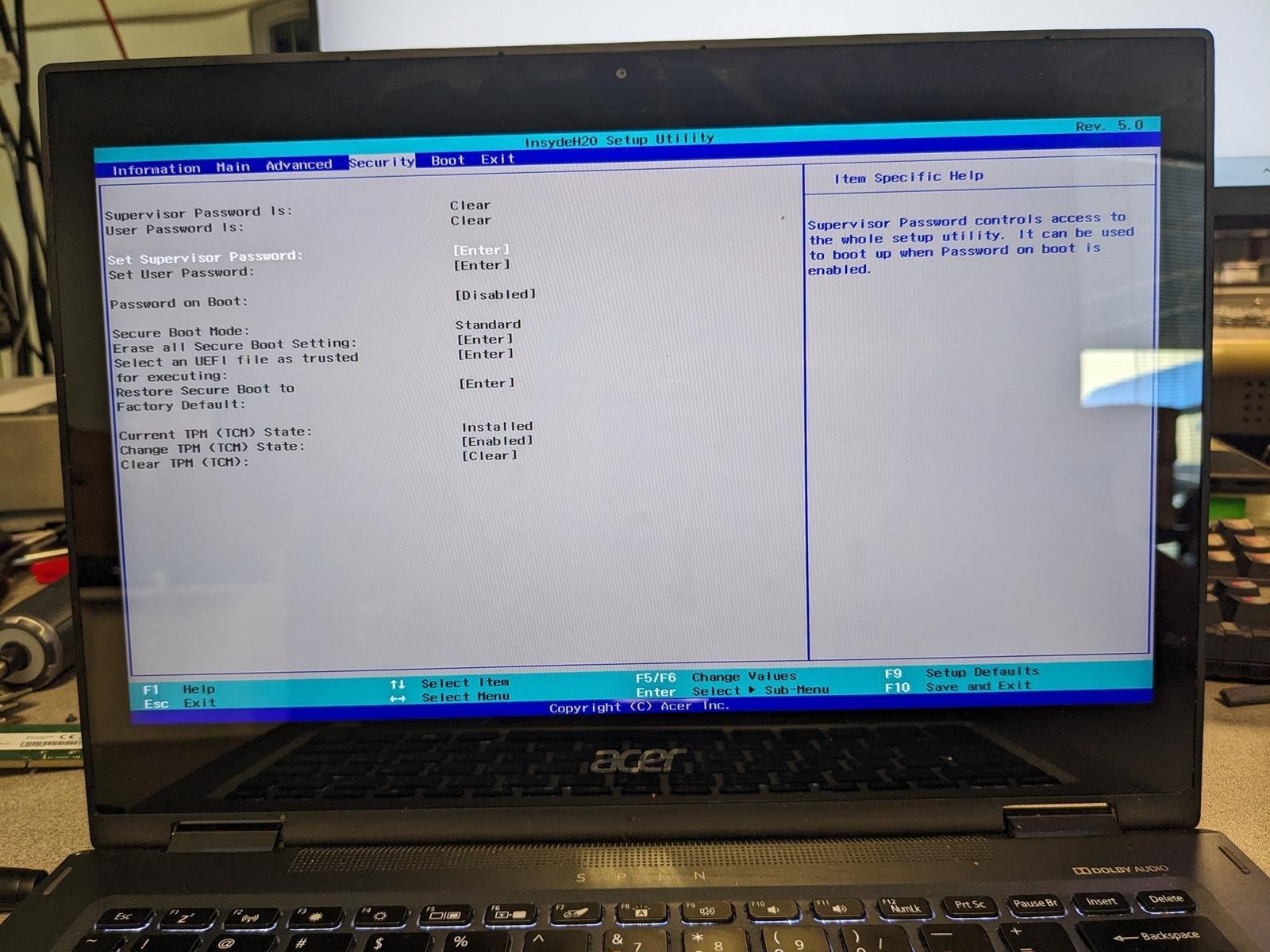 ACER SPIN 5 SP513-52N i5-8250U @ 1.60GHz, 8GB RAM, NO HDD/OS