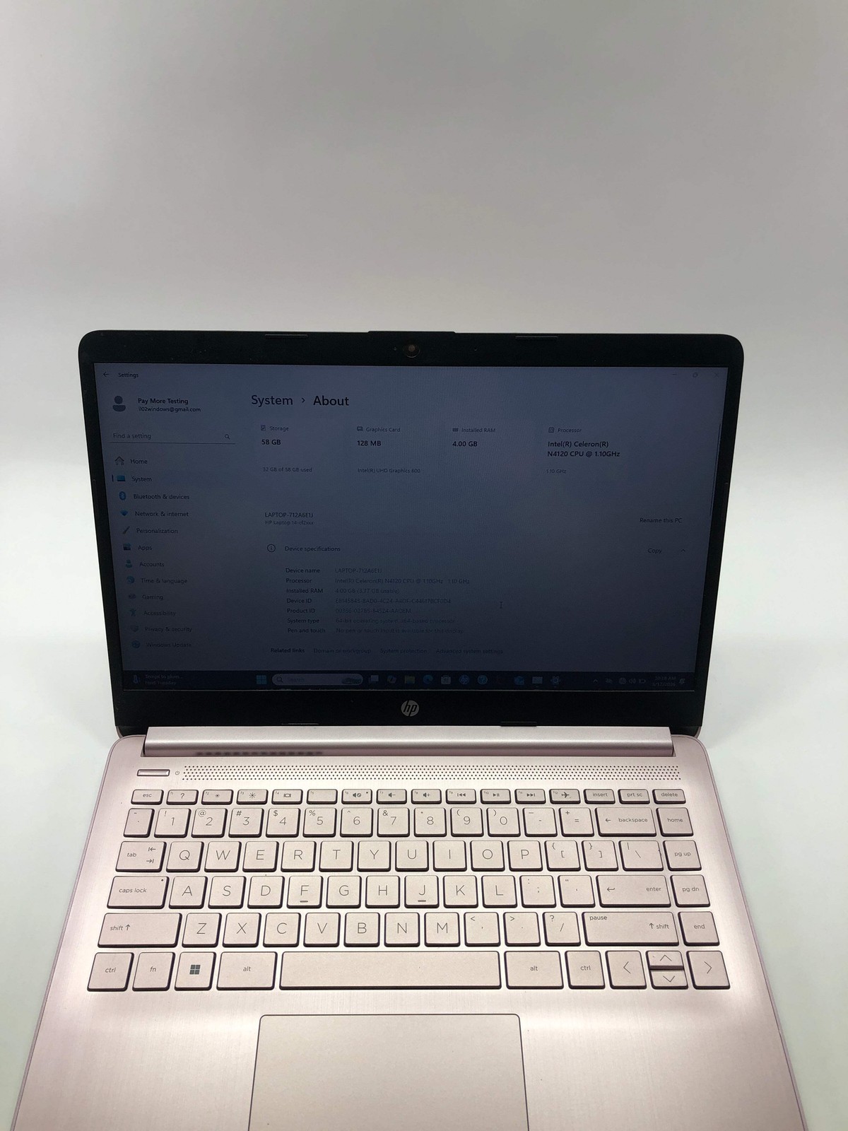 HP Stream 14-CF2112WM 14″ Celeron N4120 1.1GHz 4GB RAM 64GB SSD